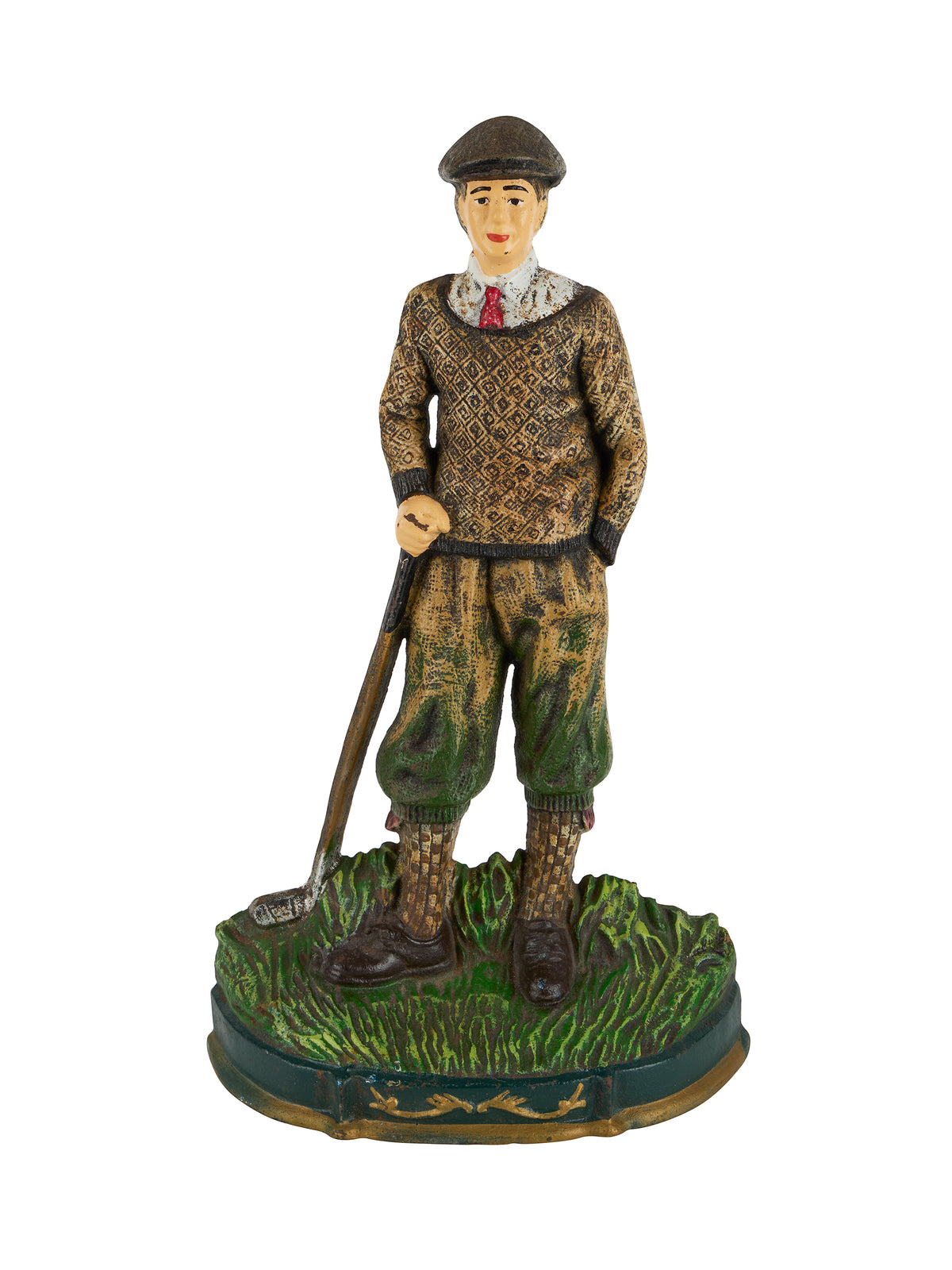 Vintage Irish Golfer Cast Iron Doorstop One Weston Table
