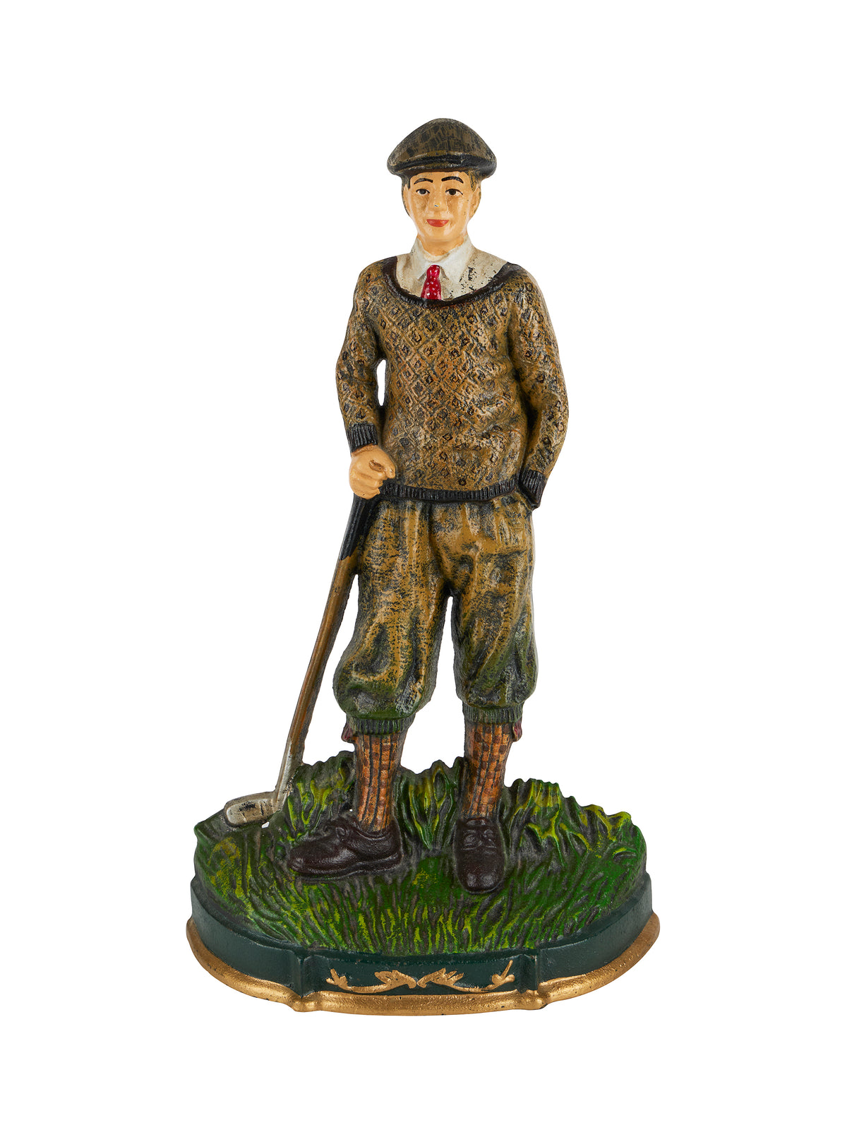Vintage Irish Golfer Cast Iron Doorstop Two Weston Table
