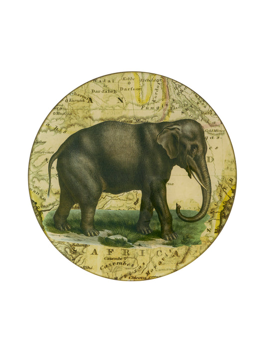 Vintage John Derian Decoupage Elephant Round Tray Weston Table