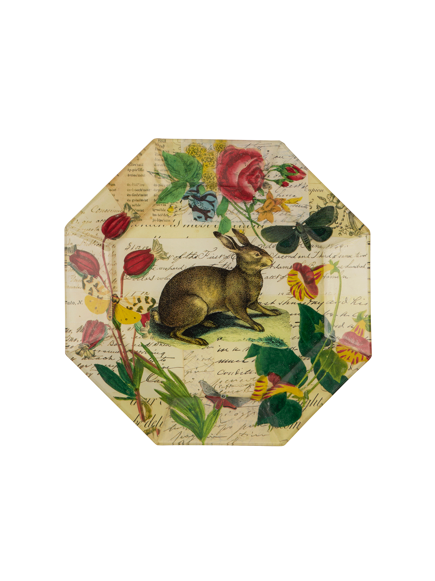 Vintage John Derian Decoupage Garden Rabbit Plate Weston Table