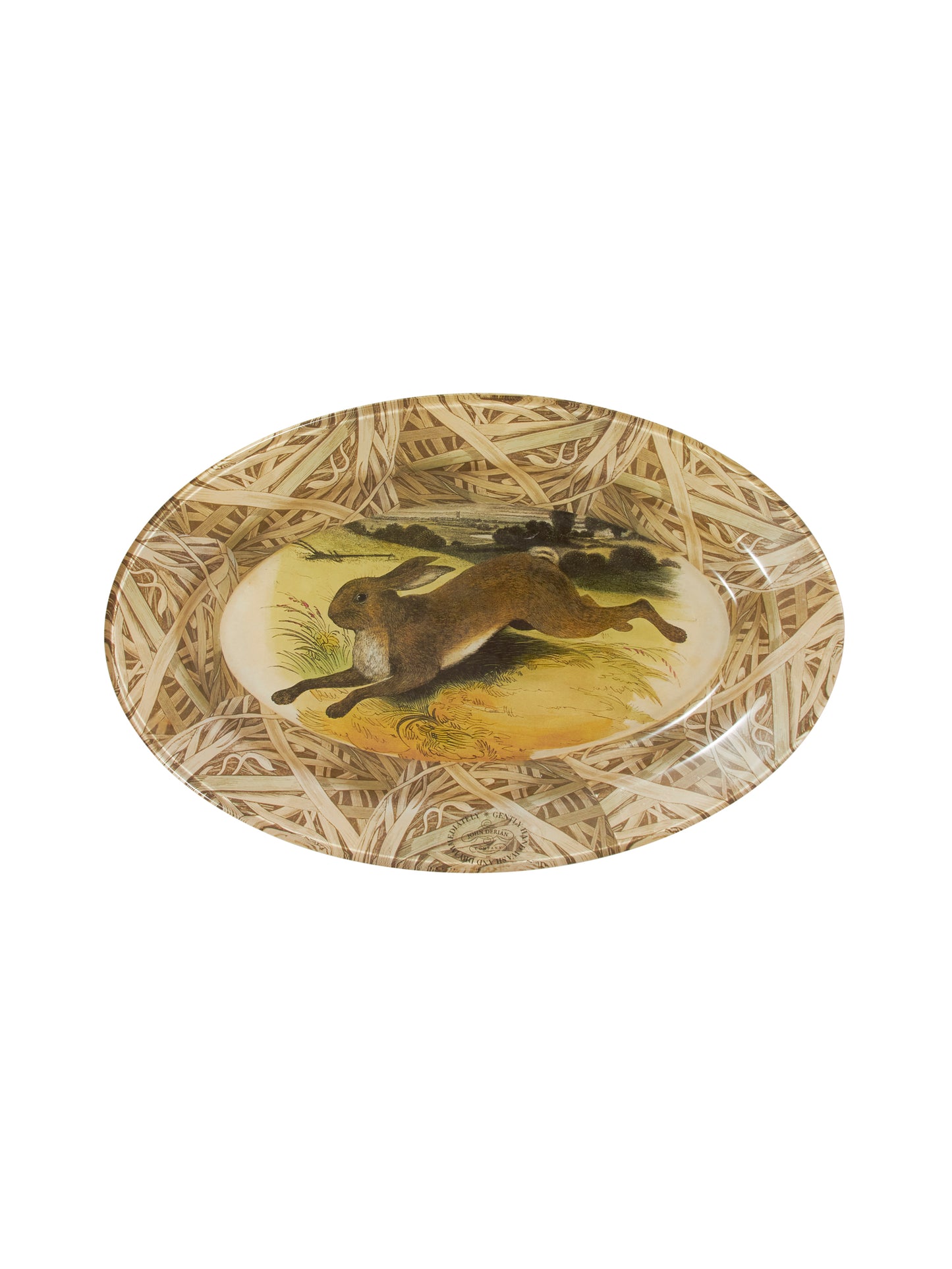 Vintage John Derian Leaping Hare in Field Oval Platter Weston Table