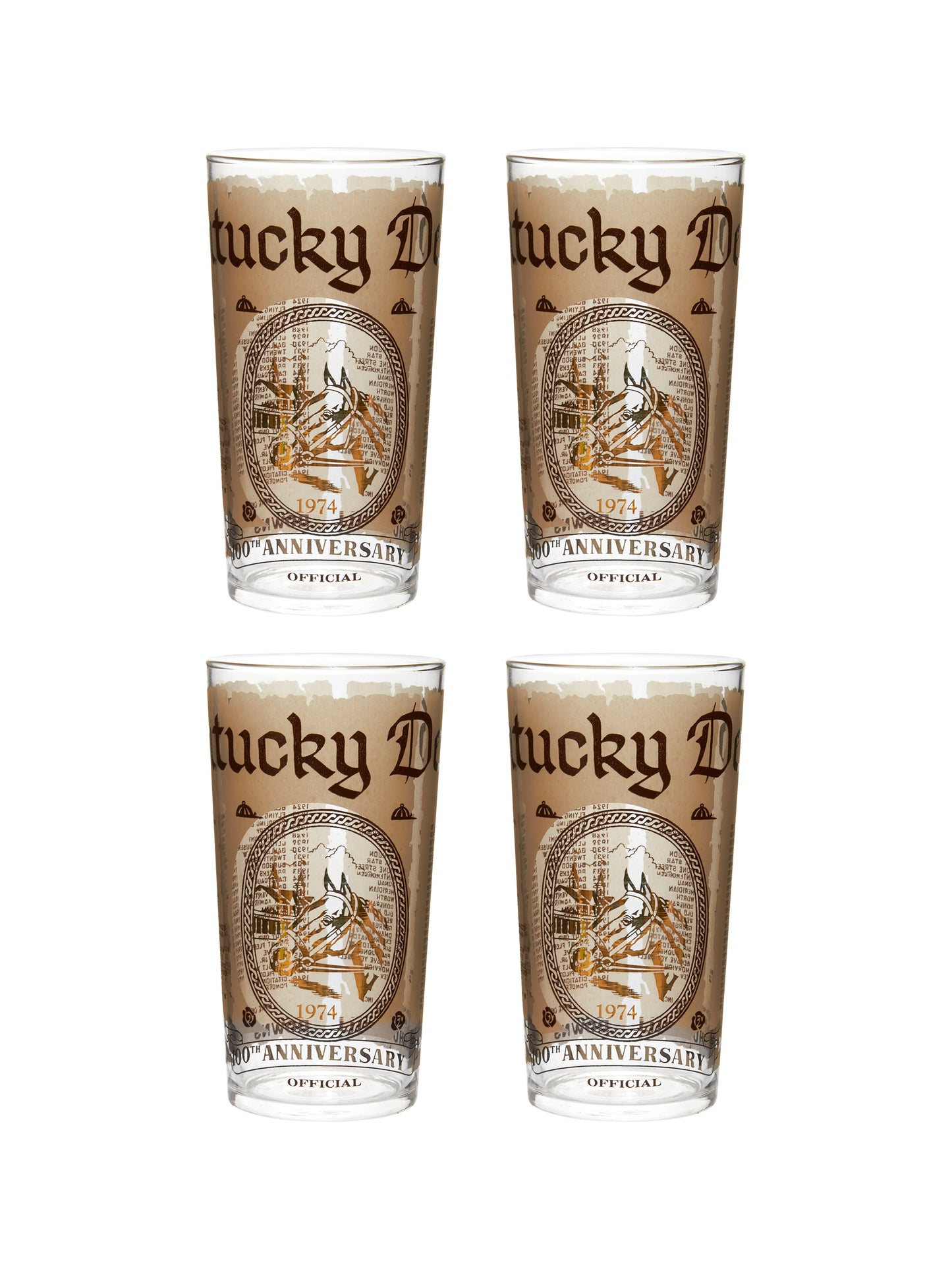 Vintage Kentucky Derby 100th Anniversary Mint Julep Glasses Set of Four Weston Table