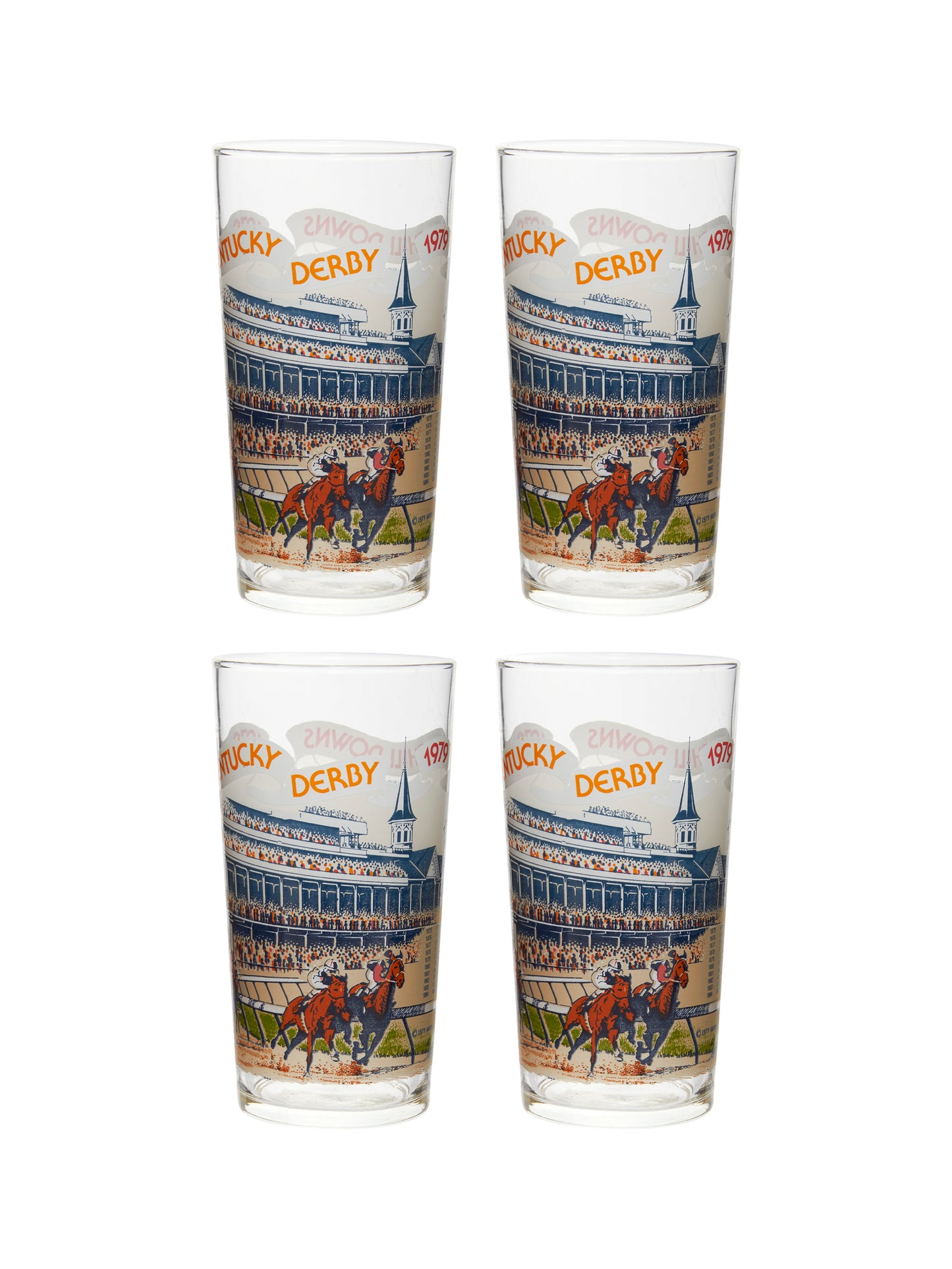 Vintage Kentucky Derby 105th Mint Julep Glasses Set of Four Weston Table