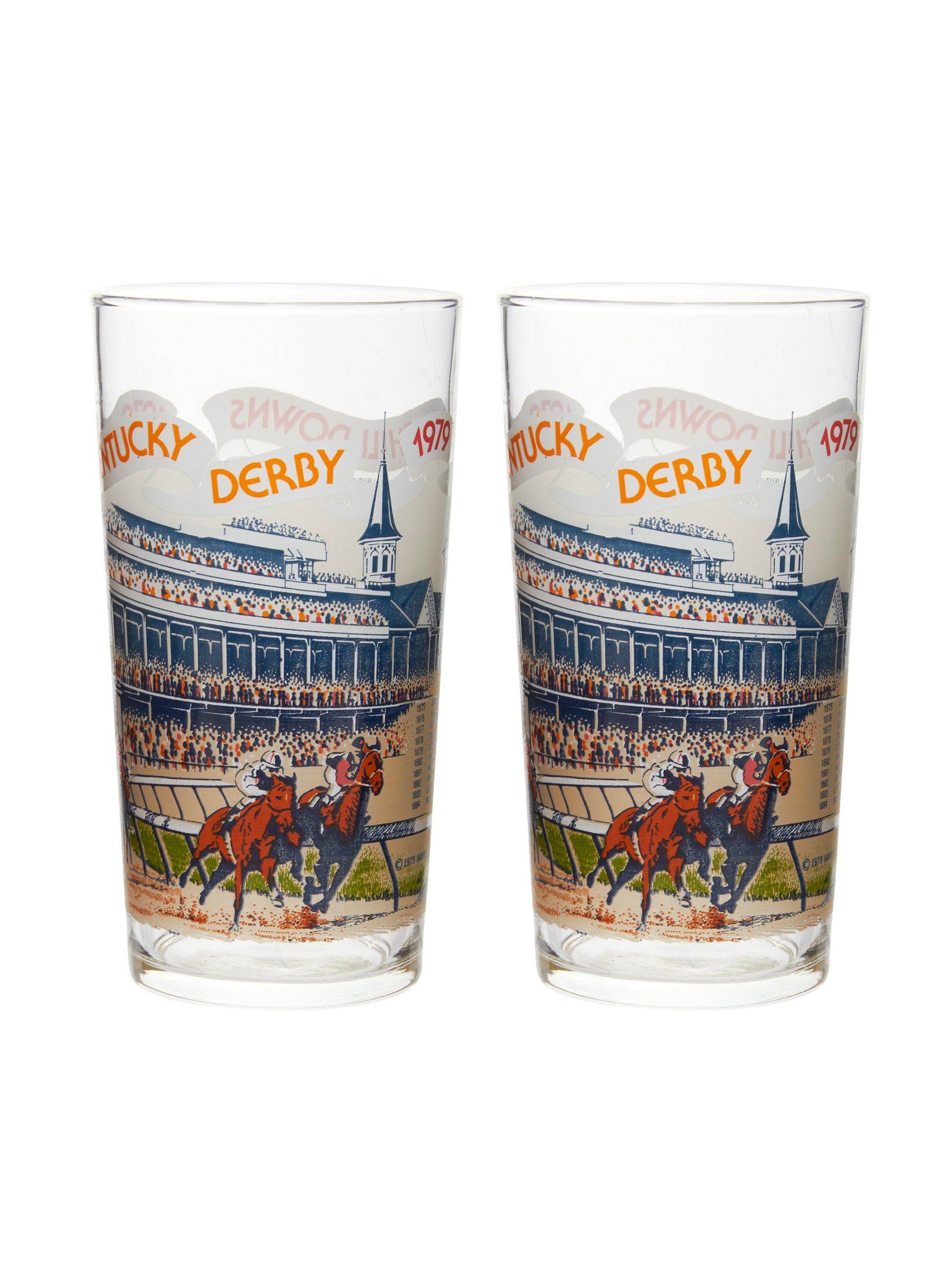 Vintage Kentucky Derby 105th Mint Julep Glasses Set of two Weston Table