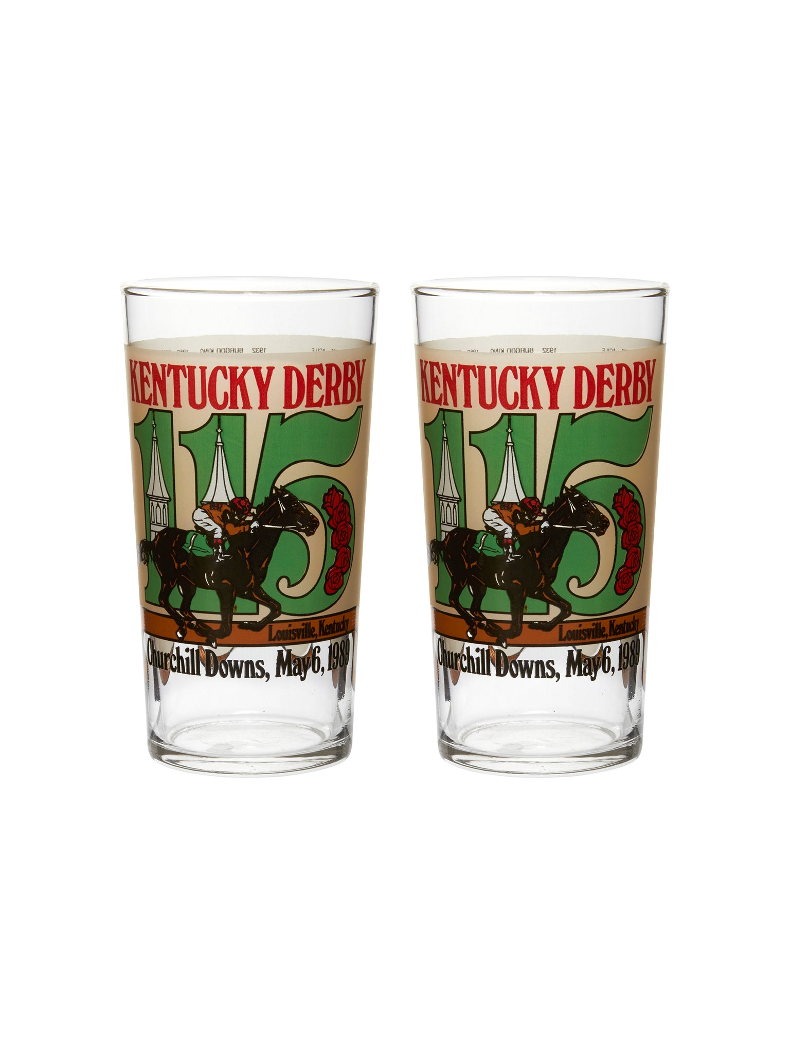 Vintage Kentucky Derby 115th Mint Julep Glasses Set of Two Weston Table