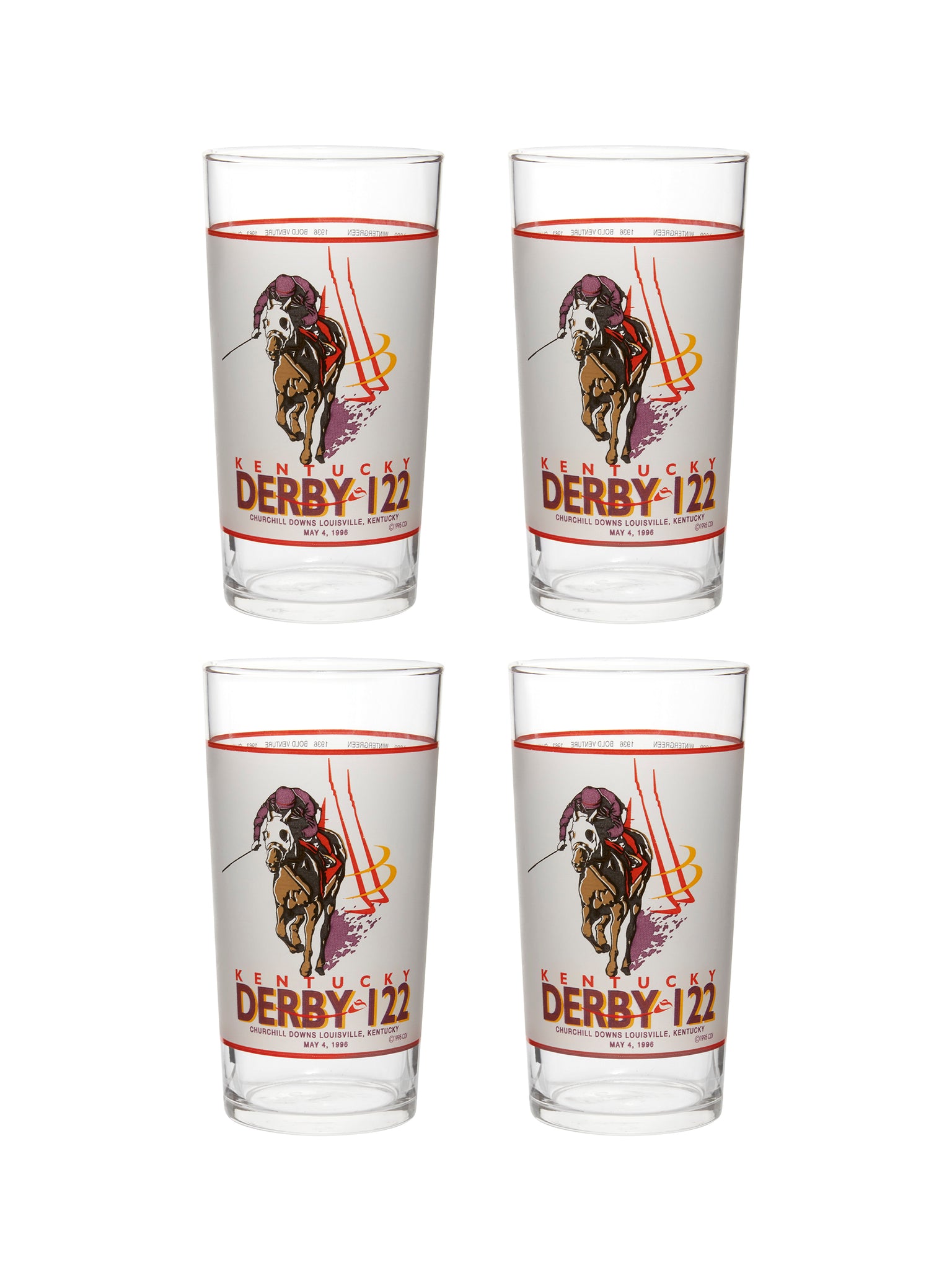 Vintage Kentucky Derby 122nd Mint Julep Glasses Set of Four Weston Table