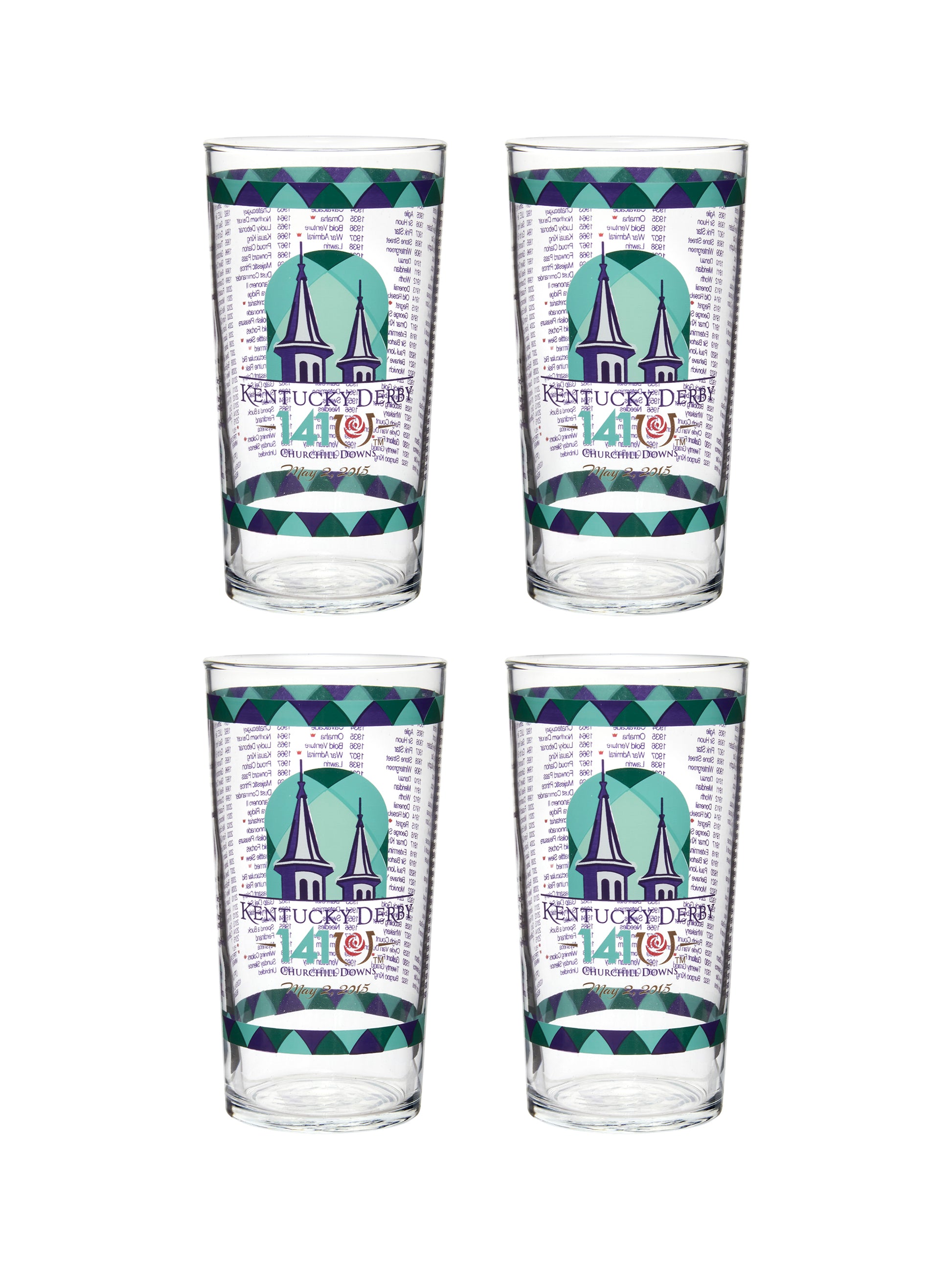 Vintage Kentucky Derby 141st Mint Julep Glasses Set of Four Weston Table