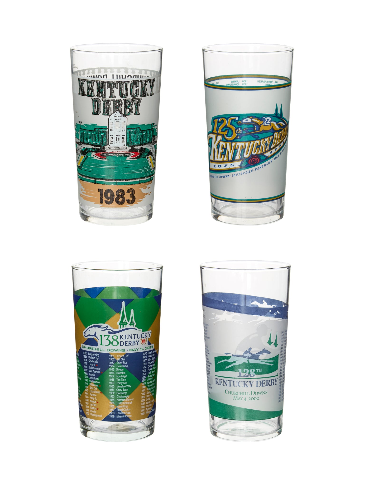 Vintage Kentucky Derby Mixed Races Mint Julep Glass Set Weston Table