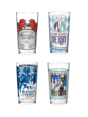  Vintage Kentucky Derby Mixed Races Mint Julep Glass Set Weston Table 