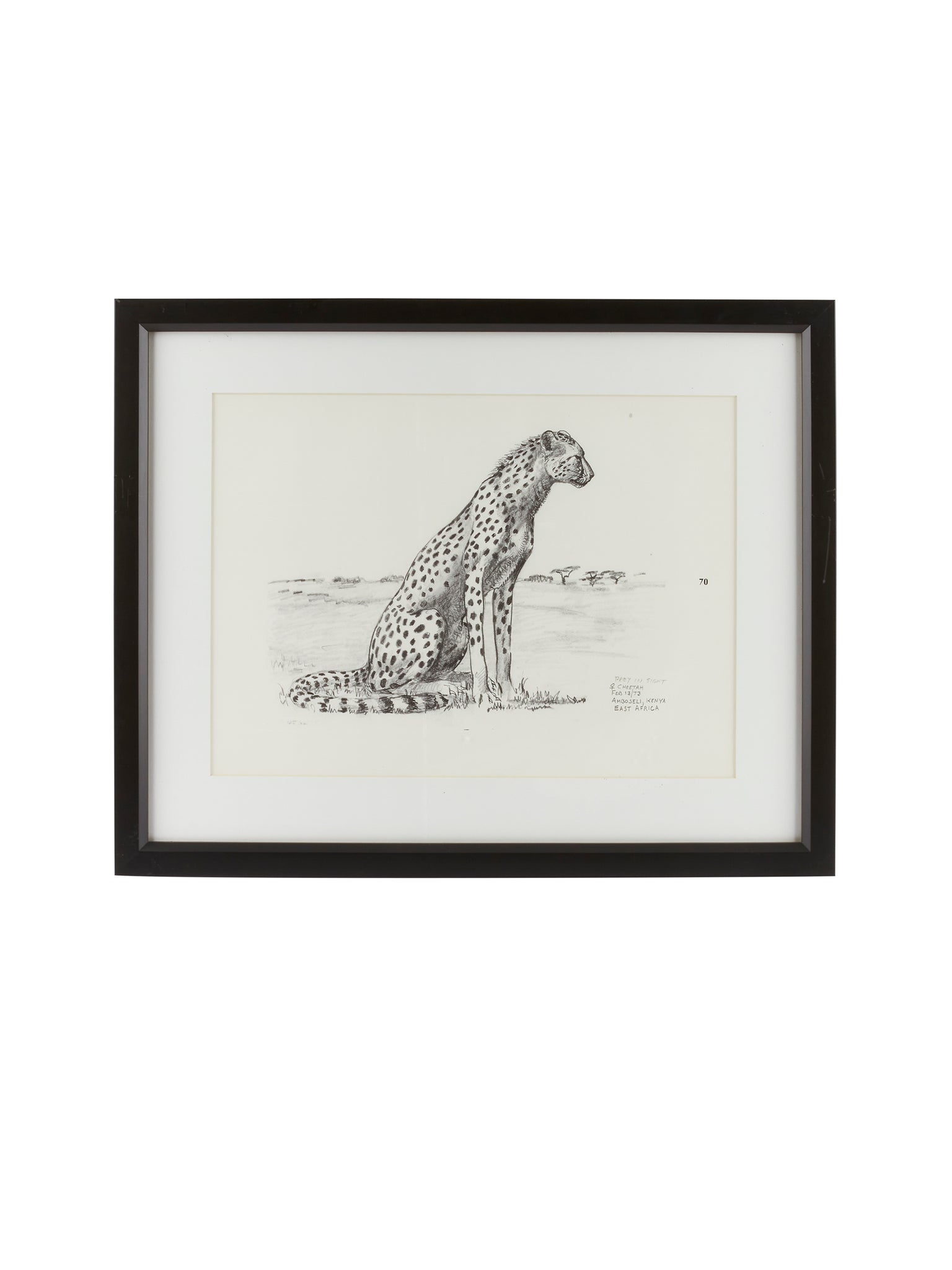 Vintage Kenyan Graphite Cheetah Framed Art Weston Table