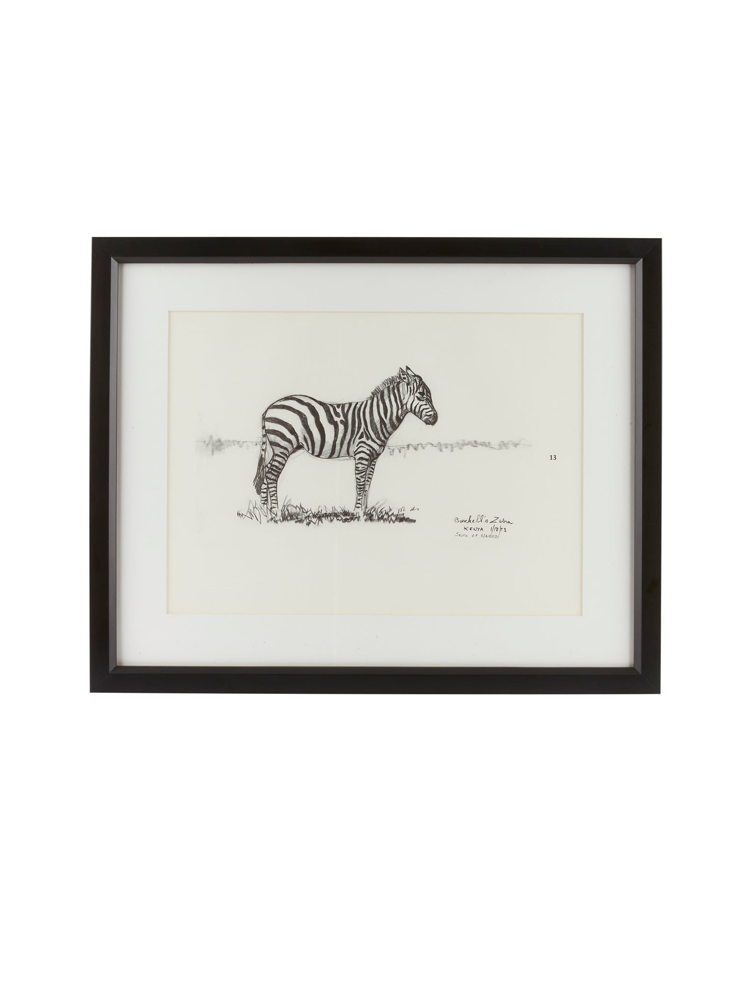 Vintage Kenyan Graphite Zebra Framed Art Weston Table