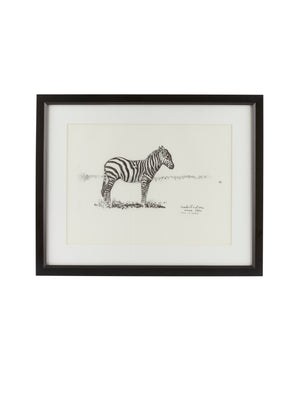  Vintage Kenyan Graphite Zebra Framed Art Weston Table 