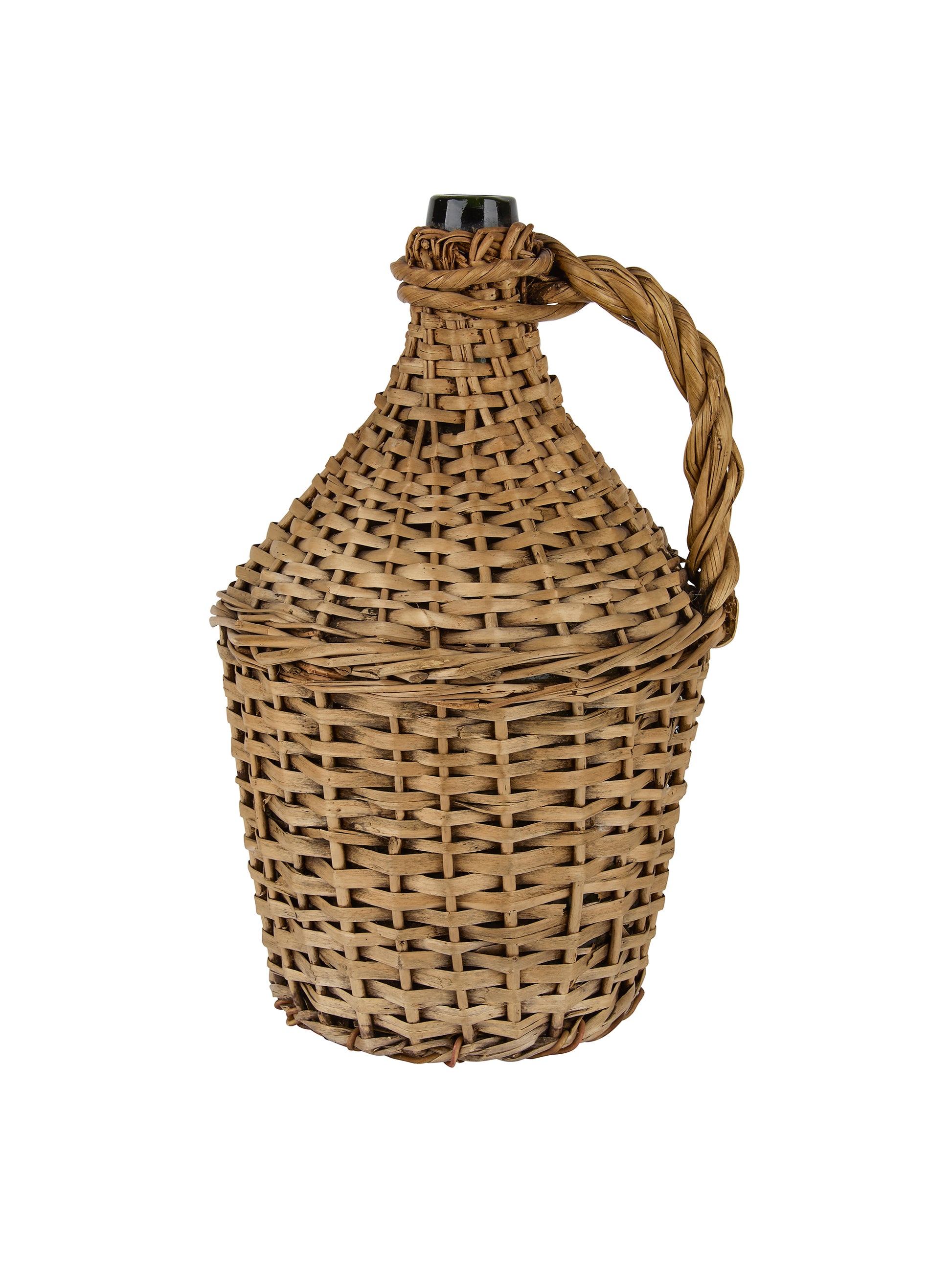 Vintage Large French Wicker Wrapped Wine Bottle Five Weston Table