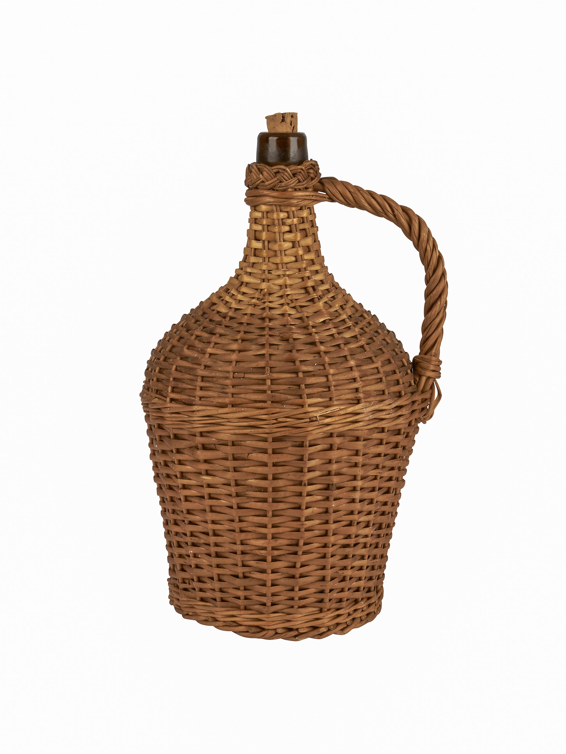 Vintage Large French Wicker Wrapped Wine Bottle Three Weston Table