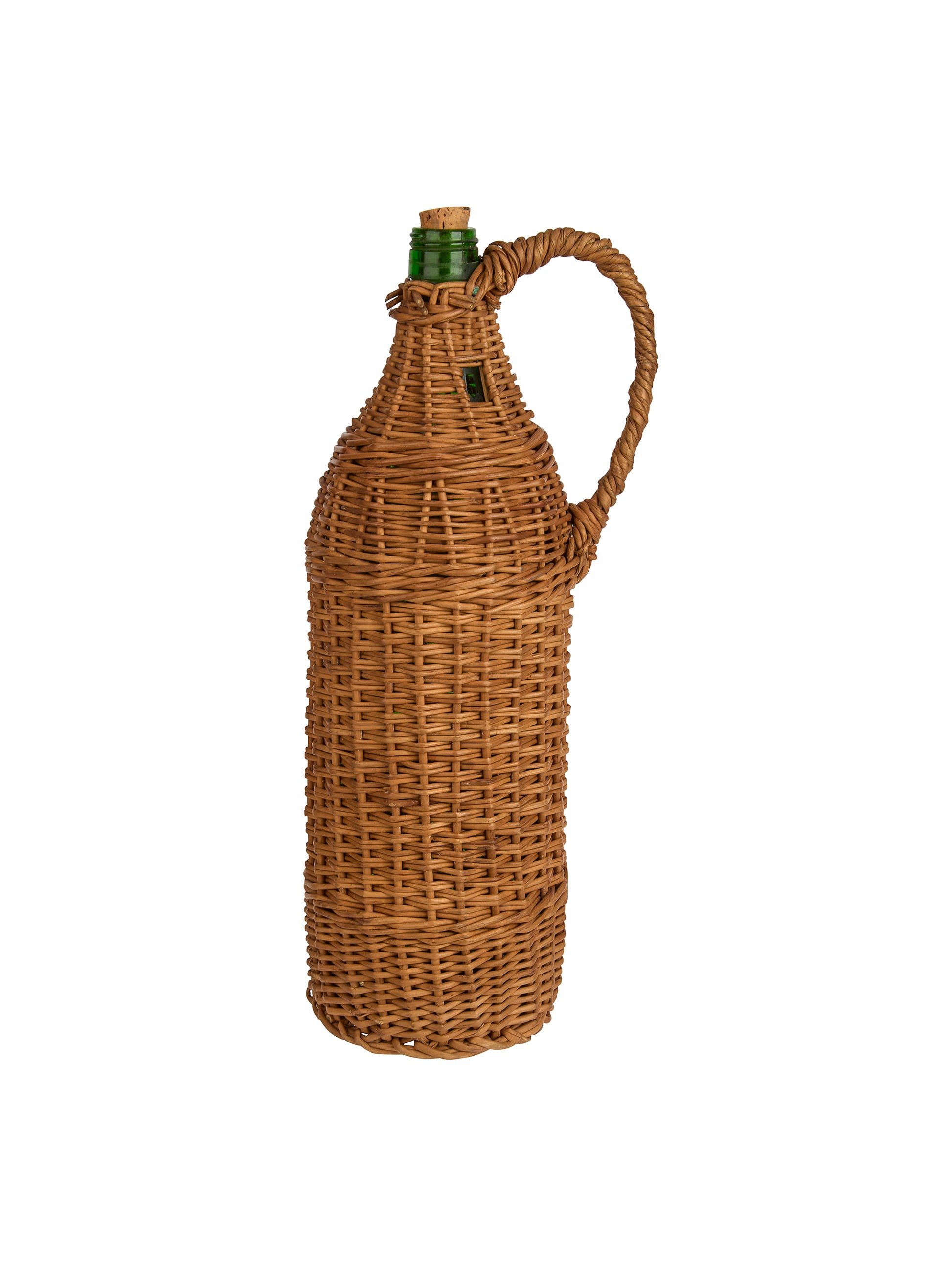 Vintage Large French Wicker Wrapped Wine Bottle Two Weston Table