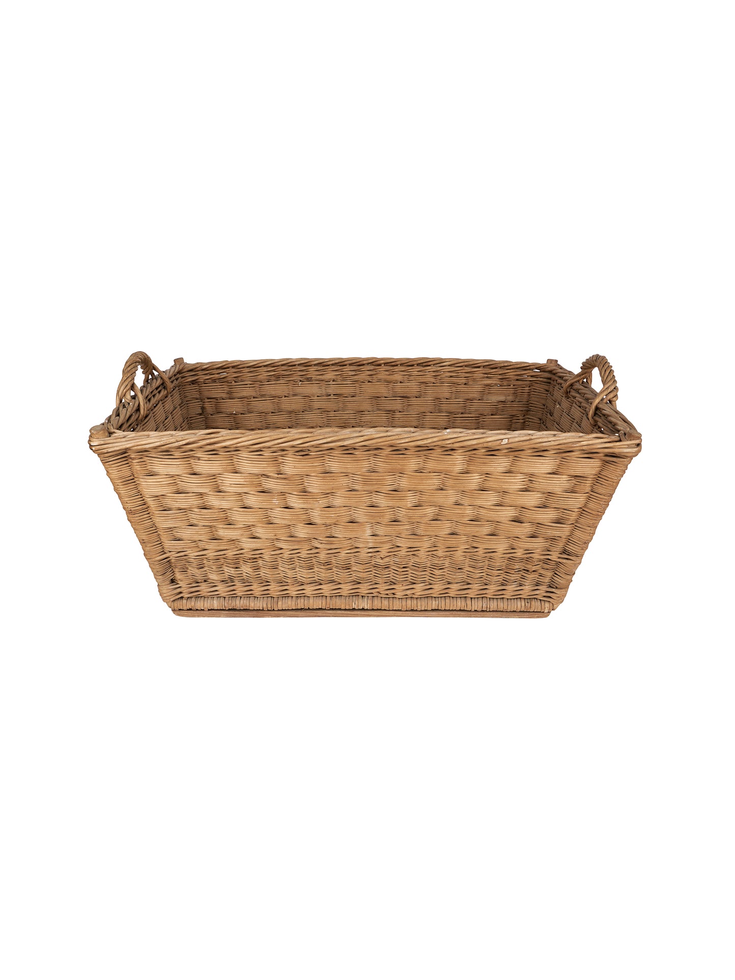 Vintage 1950s French Wicker Rectangular Laundry Basket Two