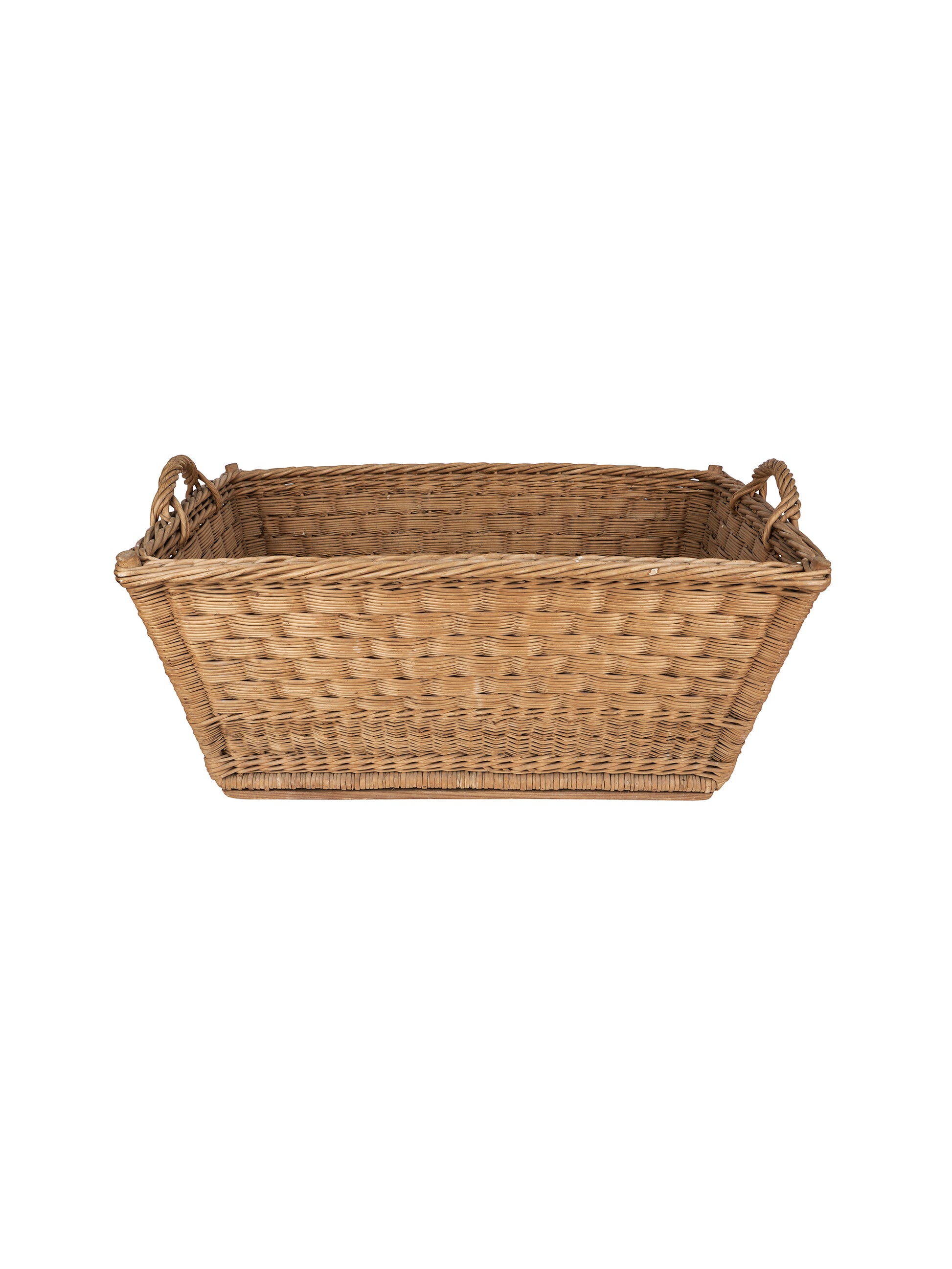 Vintage 1950s French Wicker Rectangular Laundry Basket Two