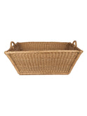 Vintage 1950s French Wicker Rectangular Laundry Basket Six Weston Table