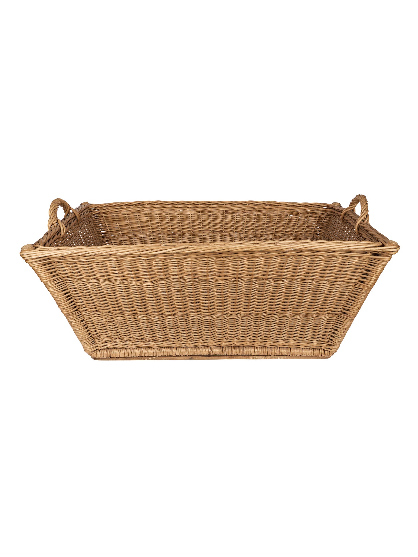 Vintage 1950s French Wicker Rectangular Laundry Basket Six Weston Table