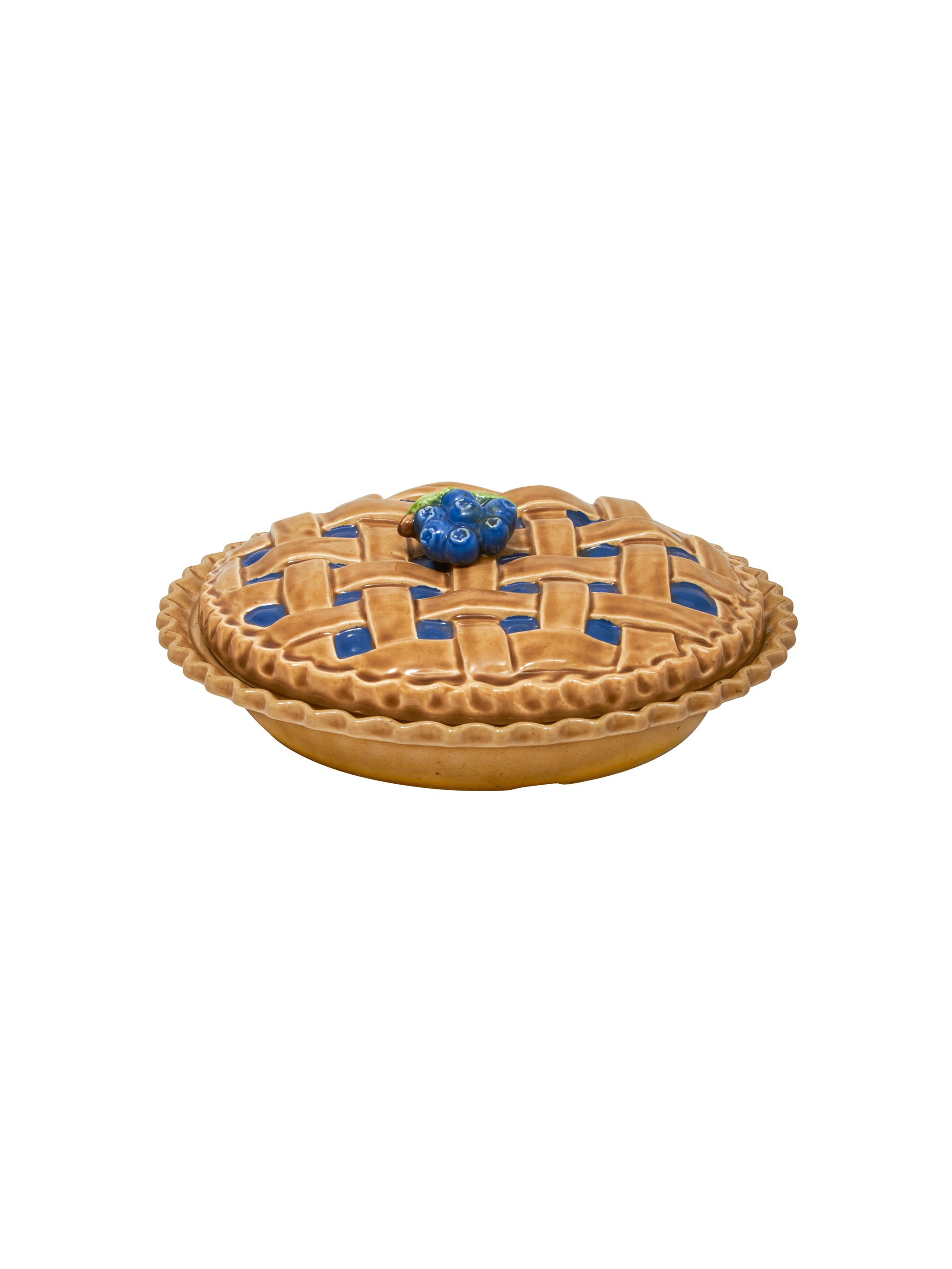 Vintage Majolica Ceramic Blueberry Pie Covered Pie Keeper, Serving popular Dish, Vintage 1980s, Made in Thailand