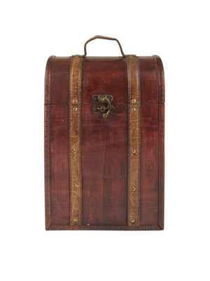 Vintage Leather Trimmed Wooden Wine Carrier Weston Table 