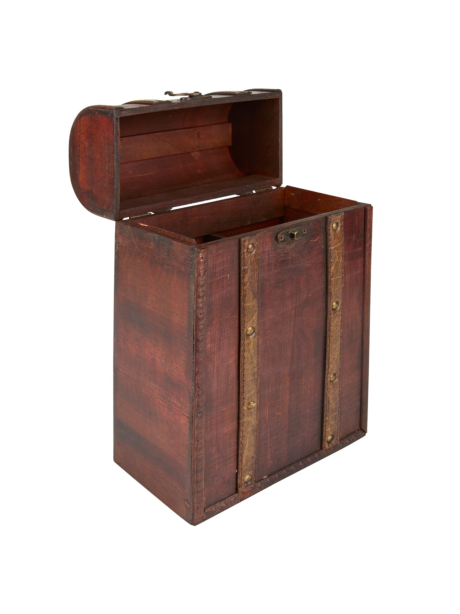Vintage Leather Trimmed Wooden Wine Carrier Weston Table