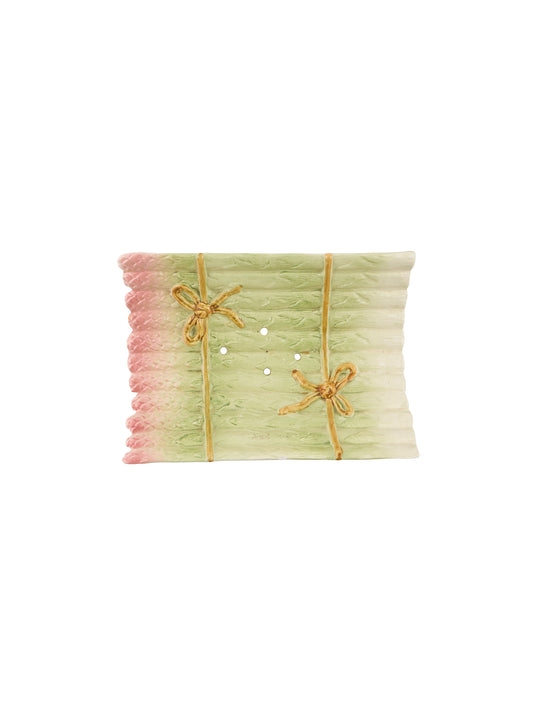 Vintage Majolica Asparagus Dish Footed Cradle Weston Table