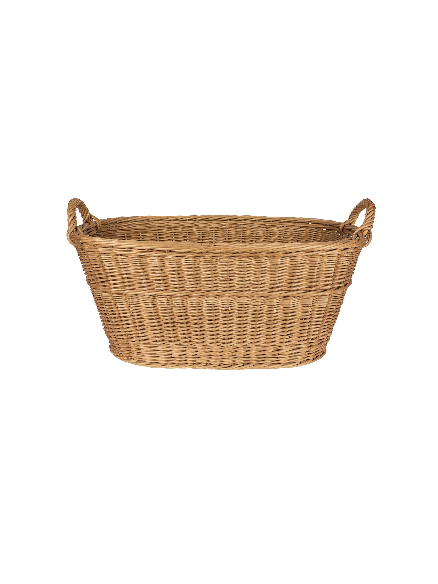 Vintage Mid Century Wicker Oval French Laundry Basket Style Two