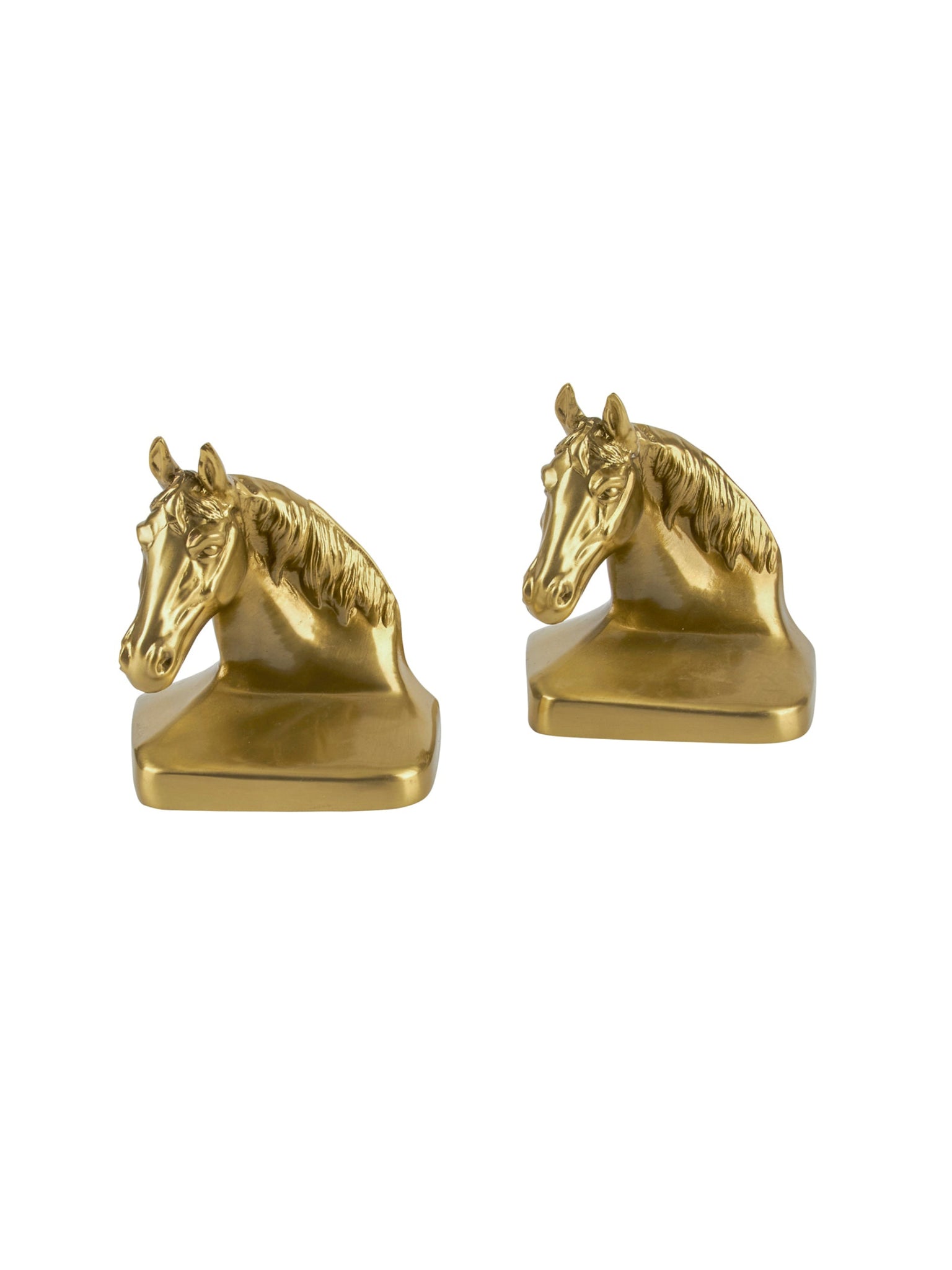 Vintage Mid Century Brass Horse Head Bookends One Weston Table