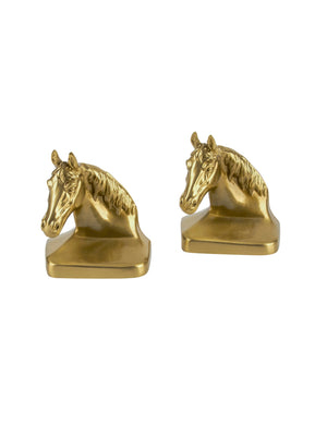  Vintage Mid Century Brass Horse Head Bookends One Weston Table 