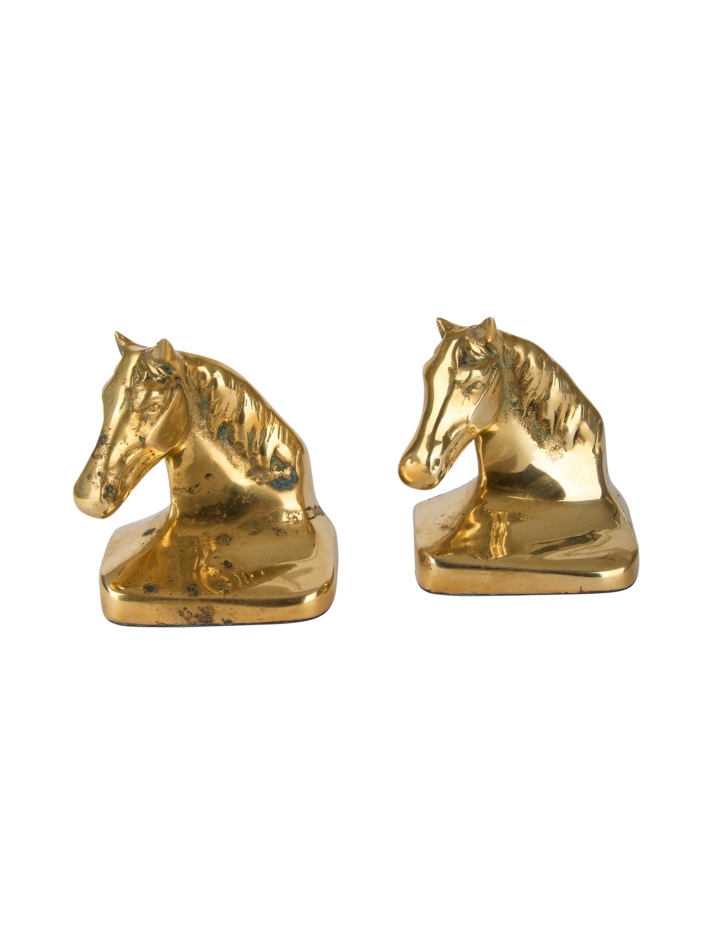 Vintage Mid Century Brass Horse Head Bookends Weston Table