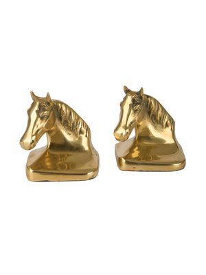  Vintage Mid Century Brass Horse Head Bookends Weston Table 