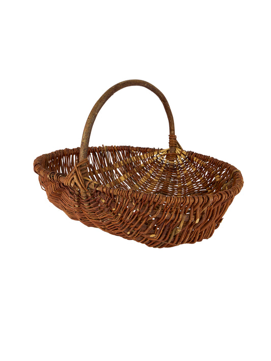 Vintage Mid Century French Red Brown Small Gathering Basket Weston Table