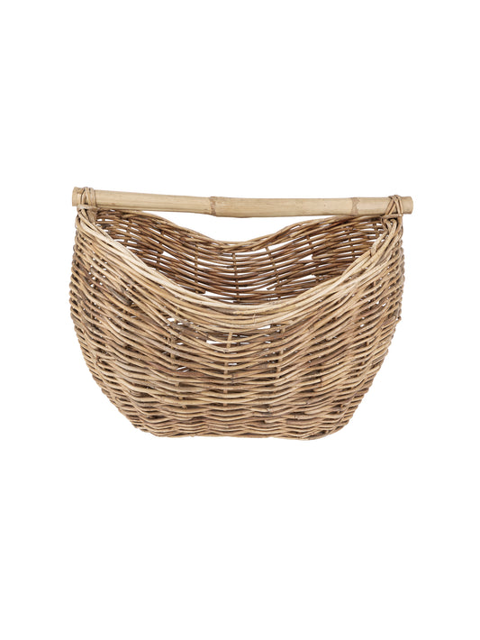 Vintage Mid Century French Stick Handled Willow Basket Weston Table