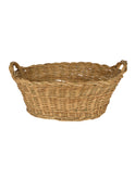 Vintage Mid Century French Tall and Round Thick Wicker Market Produce Display Basket Weston Table