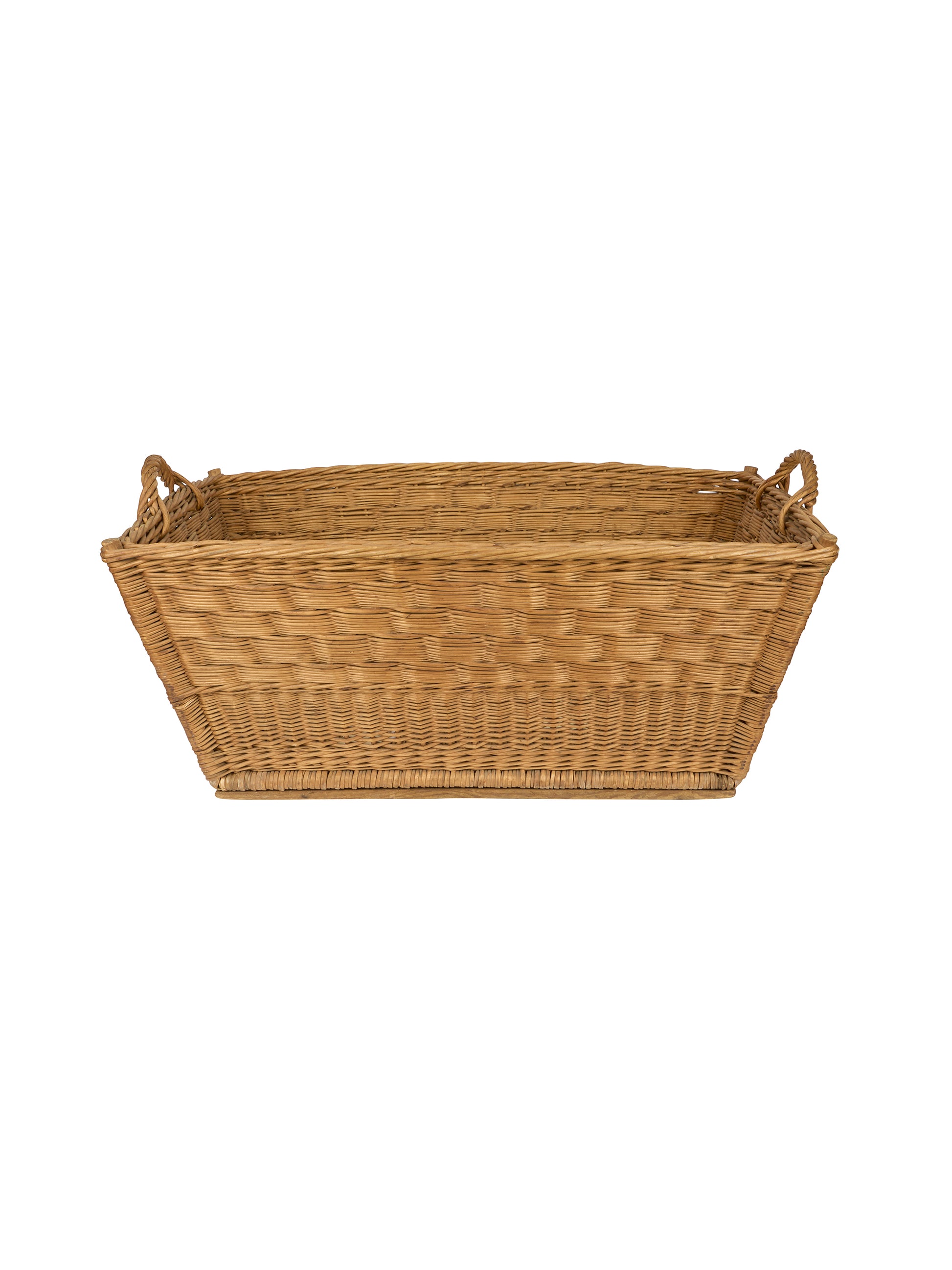 Vintage Mid Century French Wicker Large Laundry Basket Five Weston Table