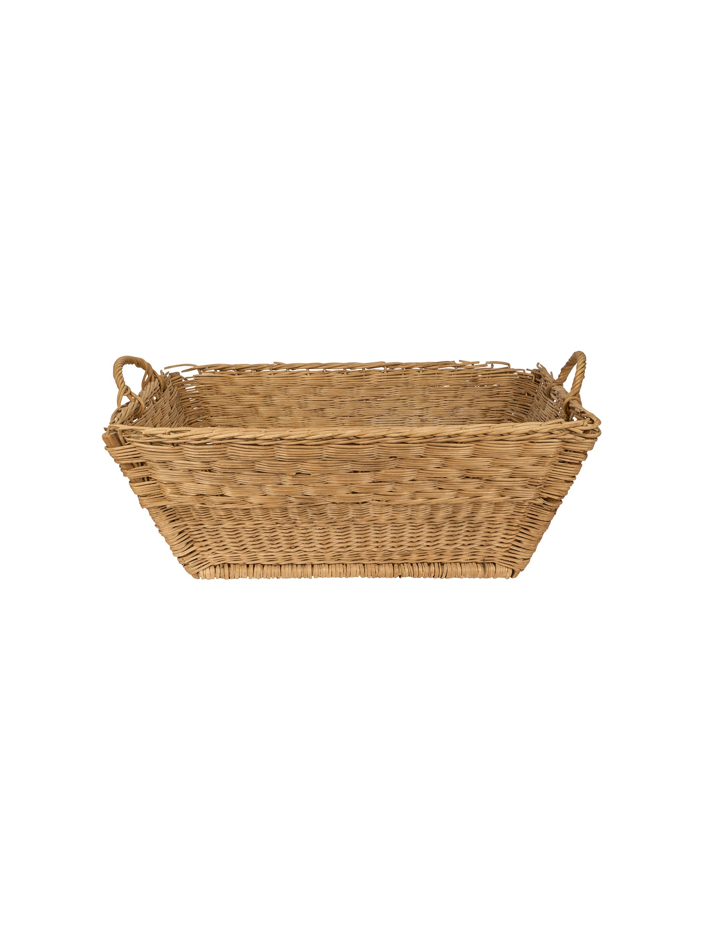 Vintage Mid Century French Wicker Large Laundry Basket Six Weston Table