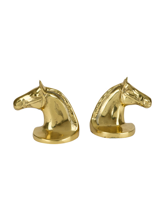 Vintage Mid Century MCM Brass Horse Head Bookends Weston Table