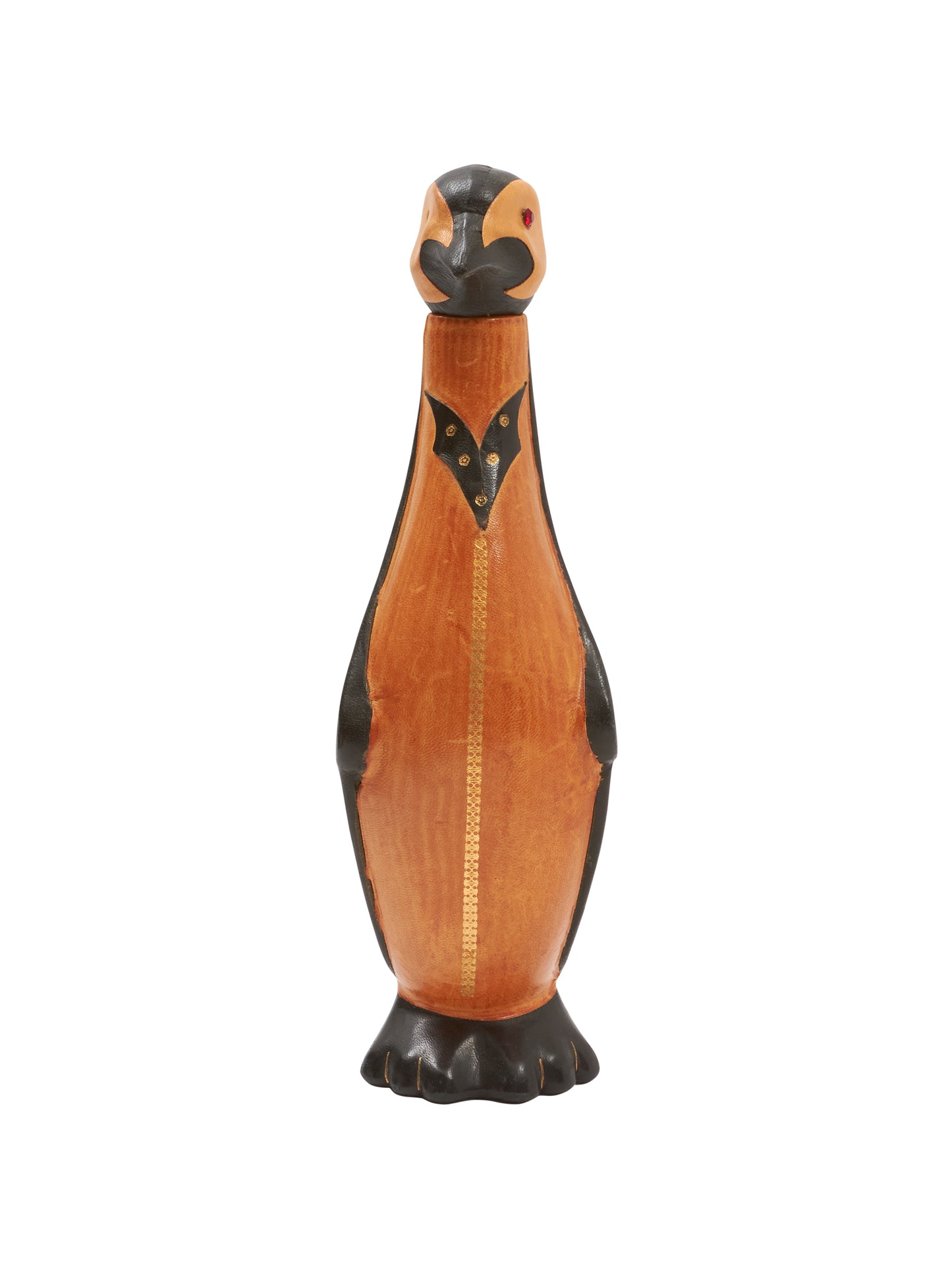 Vintage Mid Century Modern Italian Leather Wrapped Penguin Decanter Weston Table