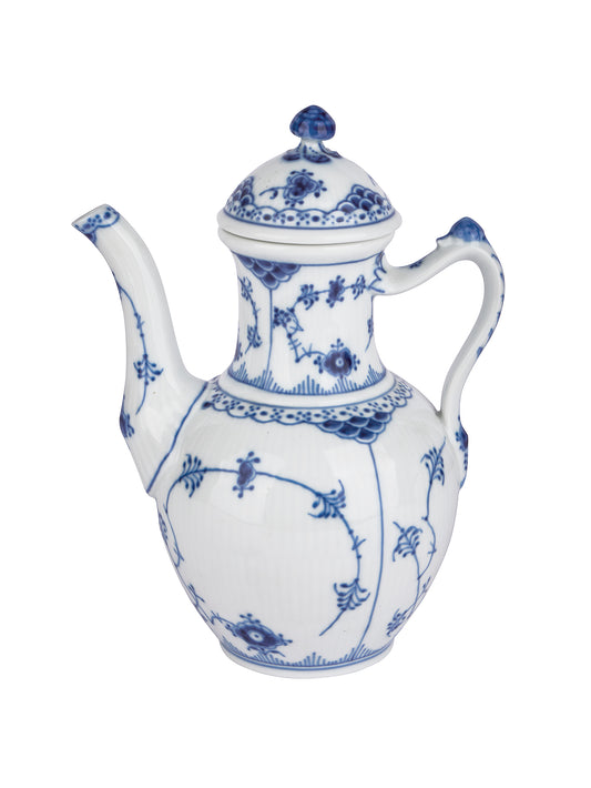 Mid Century Royal Copenhagen Blue Fluted Half Lace Coffee Pot Weston Table