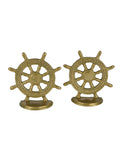 Vintage Mid Century Ship's Wheel Brass Bookends Three Weston Table