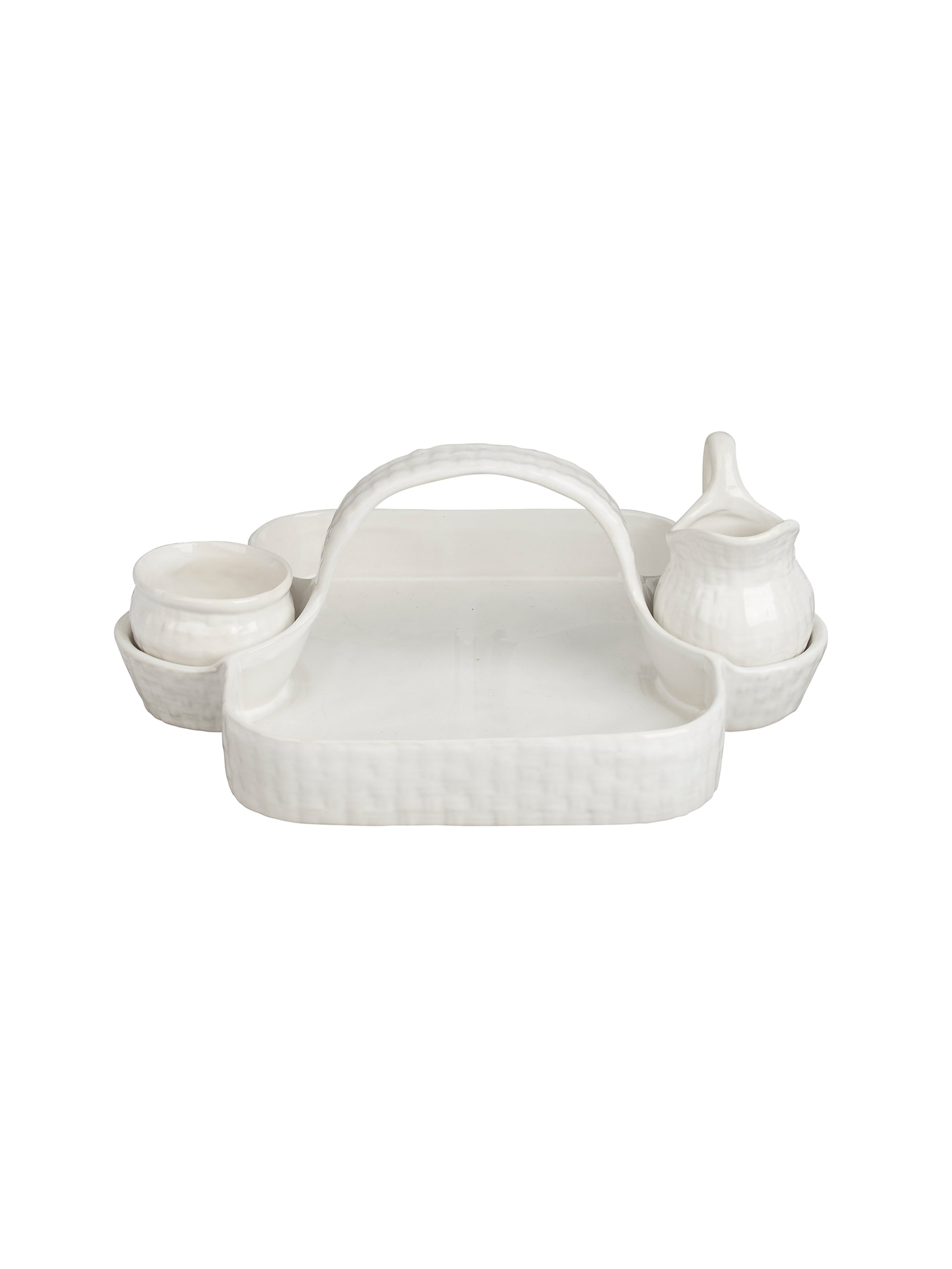 Vintage Mid Century Strawberry Basket with Cream and Sugar Set Weston Table