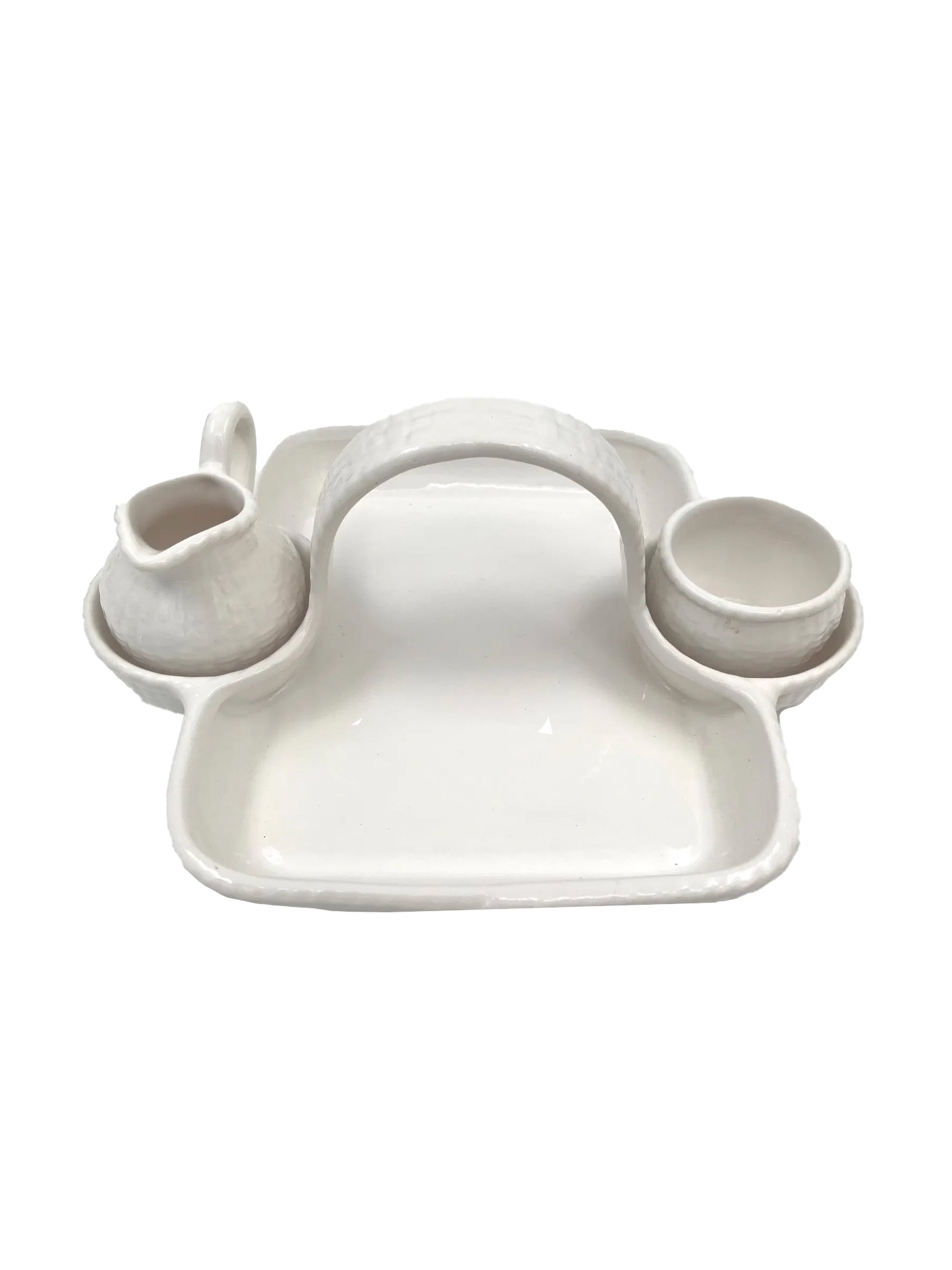 Vintage Mid Century Strawberry Basket with Cream and Sugar Set Weston Table