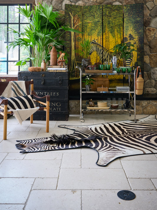 Vintage 1950s Zebra Hide Rug Weston Table