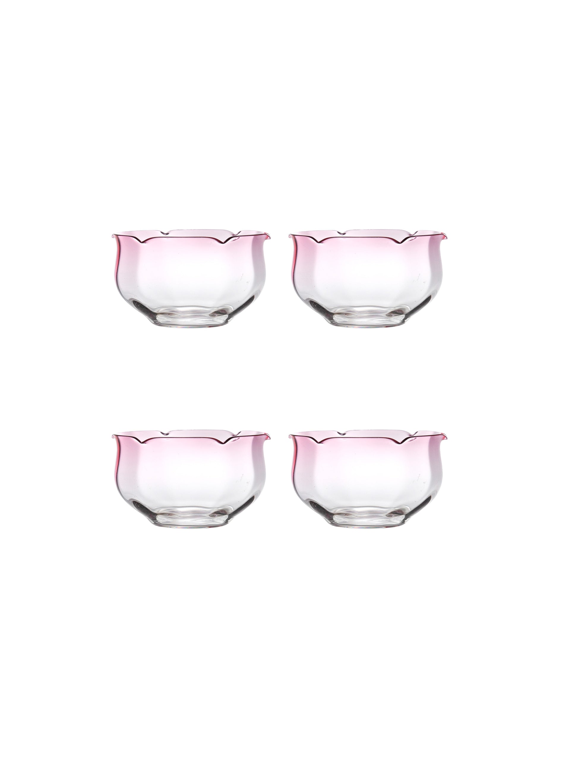 Vintage 1950s Pink Tulip Murano Glass Bowls Weston Table SP