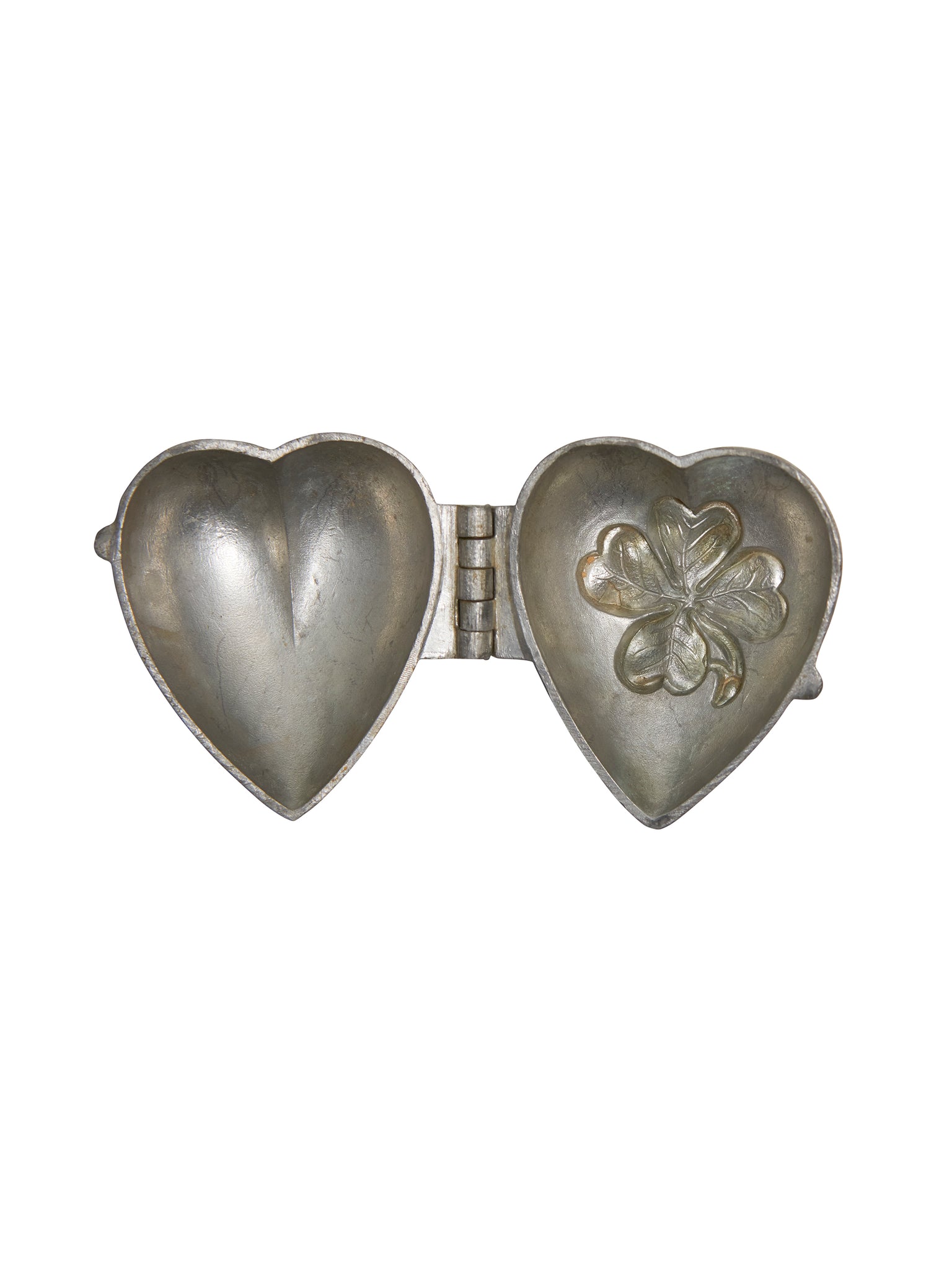 Vintage 1940s Pewter Heart with Four Leaf Clover Ice Cream Mold Weston Table