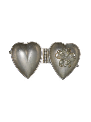  Vintage 1940s Pewter Heart with Four Leaf Clover Ice Cream Mold Weston Table 