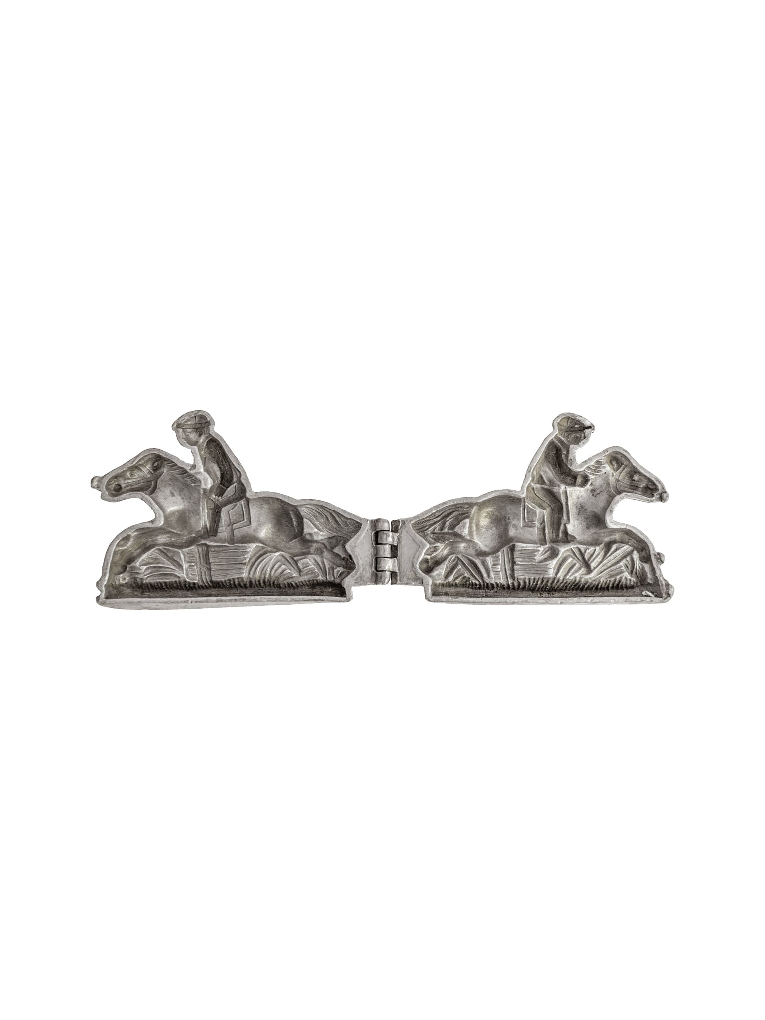 Vintage Pewter Hinged Race Horse Mold Weston Table