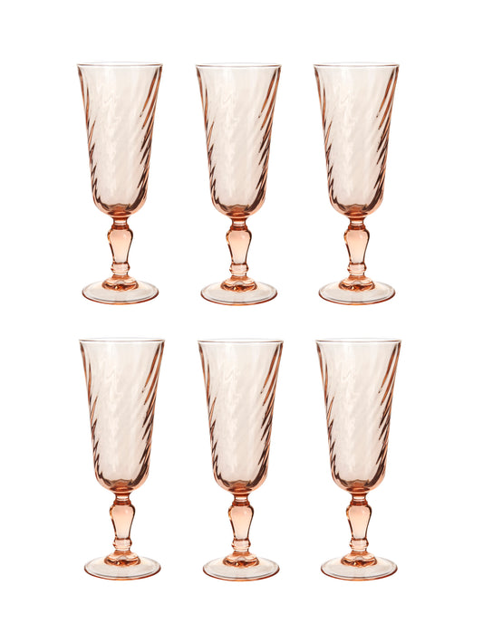 Vintage Pink Swirl Rosaline Champagne Glasses Weston Table