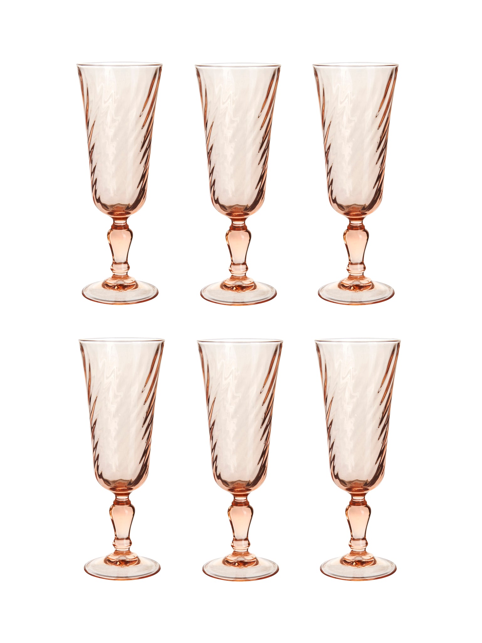 Vintage Pink Swirl Rosaline Champagne Glasses Weston Table